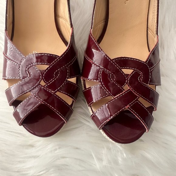 Cole Haan Charlize Nike Air Platform Open-Toe Patent Leather Pumps - Sz 8 - Picture 12 of 13